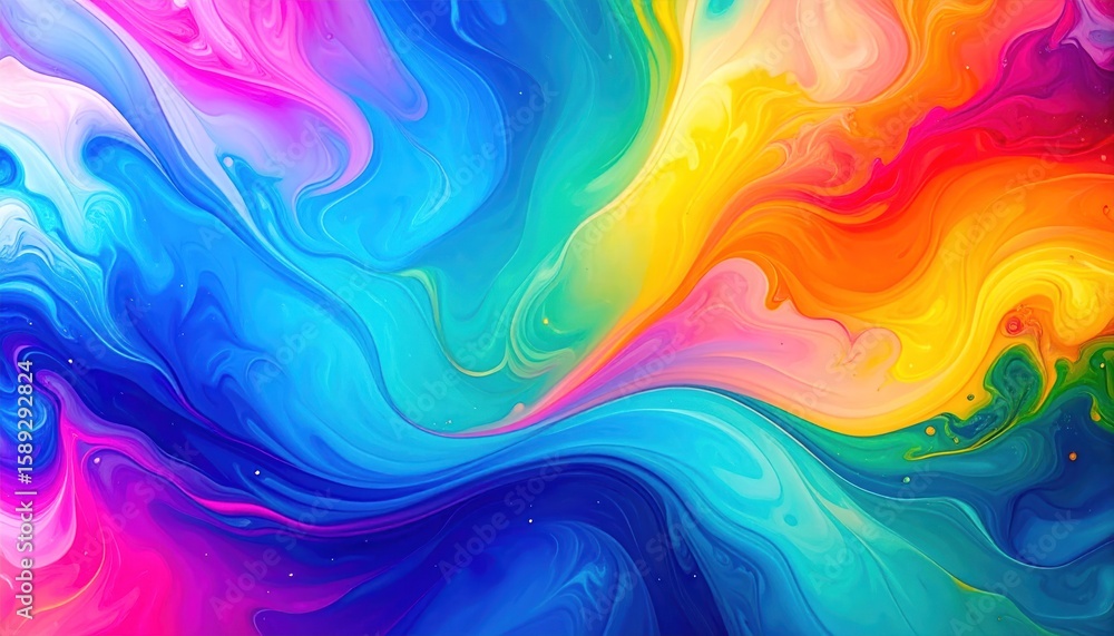 Obraz premium Vibrant Abstract Art Depicting a Swirling Multicolored Fluid Texture with Dynamic Energy and Creative Design