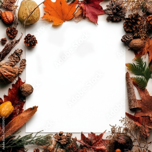 Fall Foliage and Natural Elements Frame a Blank Canvas for Creative Expression.