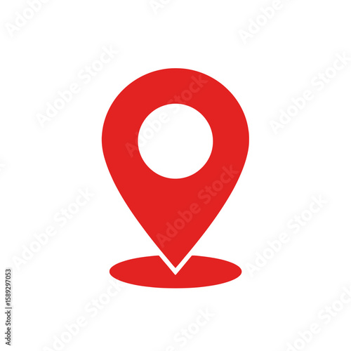 Free Download Minimalist Vector Icon of Location Pin in Red with Circular Head and Drop Shape Pointed Tip in Modern Flat Style Suitable for Maps and Navigation Apps - GFXLoad