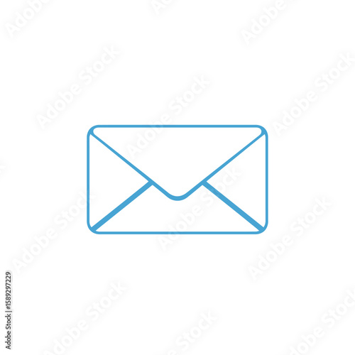 Minimalist Vector Icon of Envelope in Blue for Communication and Email Design
