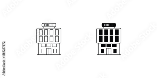 hotel set icon with white background vector stock illustration