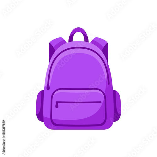 Vector Illustration of Backpack in Modern Minimalist Style Featuring Bold Purple Color