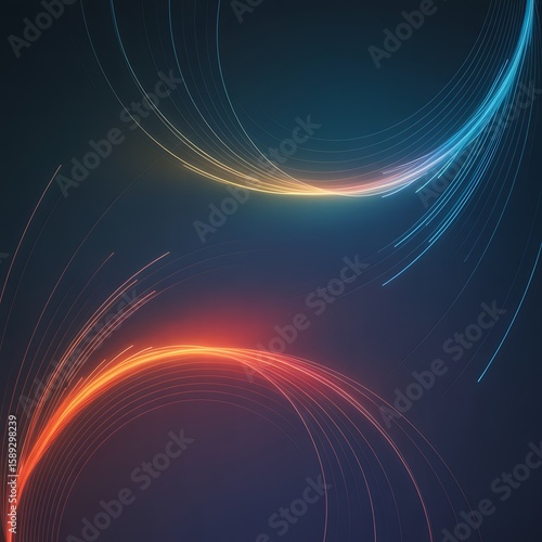 Abstract rendering showcases vibrant blue and orange light trails, a modern and dynamic flowing design element, perfect for backgrounds.