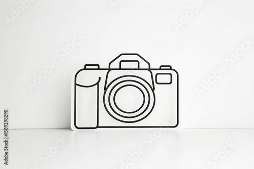 Generated title for Minimalist single line camera drawing in black and white vector style