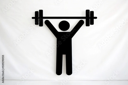 Generated title for Minimalist Weightlifting Icon with Stick Figure and Barbell for Fitness Symbol