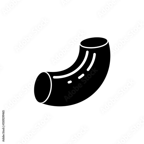 Illustration of a black elbow pipe with white lines silhouette