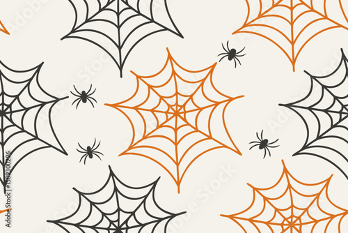 Halloween Spider Webs and Spiders orange black