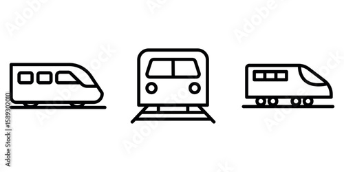 train outline or line icon design bundle.