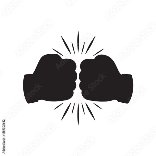 Two fists bumping together, vector illustration symbolizing teamwork, greeting, and friendship silhouette.