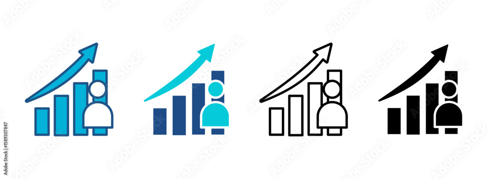 Fototapeta premium Sales Manager Icon Set With Multiple Styles. Vector Illustration