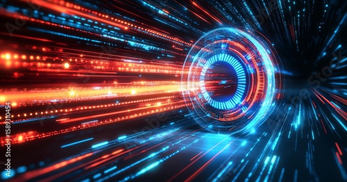Dynamic Motion With Glowing Lights Creating an Energetic Visual Effect in a F...