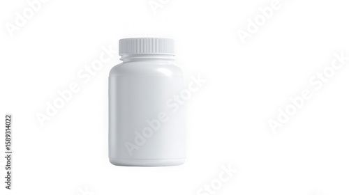 Large white supplement bottle mockup with blank label for product packaging and branding
