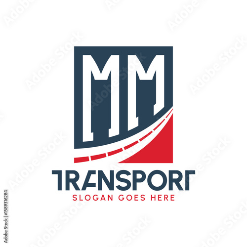 Letter MM Transport Logo Design. Modern MM Road Logo for Delivery, Transport Company and Fleet Business