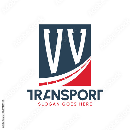 Letter VV Transport Logo Design. Modern VV Road Logo for Delivery, Transport Company and Fleet Business