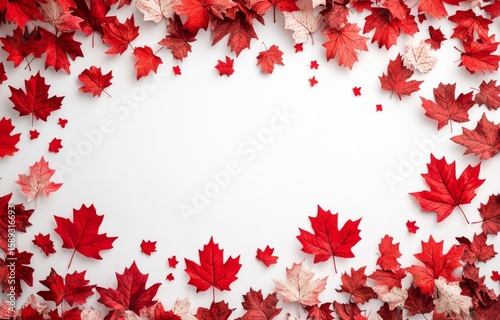 Bright Autumn Leaves Surround a White Space, Creating a Vibrant Natural Frame...
