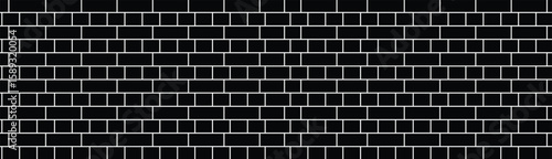 Minimalist overhead view of black rectangular tiles with white grout lines in a seamless horizontal pattern. Monochrome, geometric, and architectural style with flat, even lighting.
