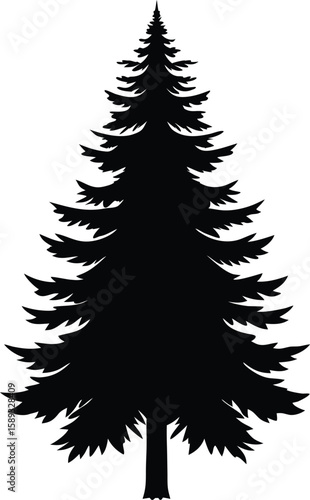 Silhouette of christmas tree – vector illustration