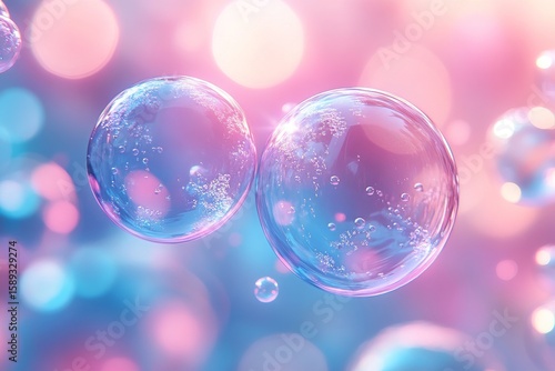 Bubbles Floating Against a Colorful Blurred Background at Sunset.