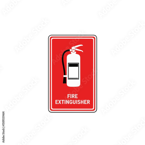 Standard fire extinguisher sign icon. Clear safety symbol for emergency awareness & buildings.