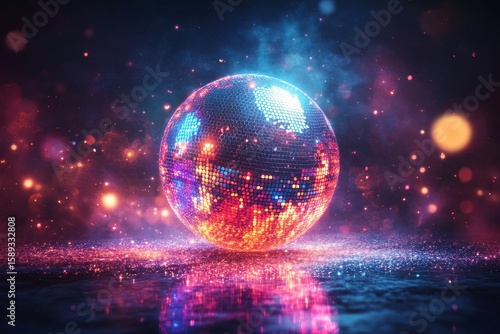 Disco Ball Shining Brightly During a Vibrant Night Party Celebration