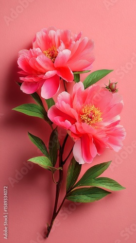 Vibrant Pink Peonies Against a Soft Pink Background for a Fresh Floral Display