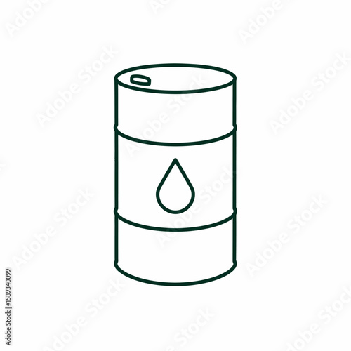 Simple line drawing of an oil barrel with a drop, representing petroleum.