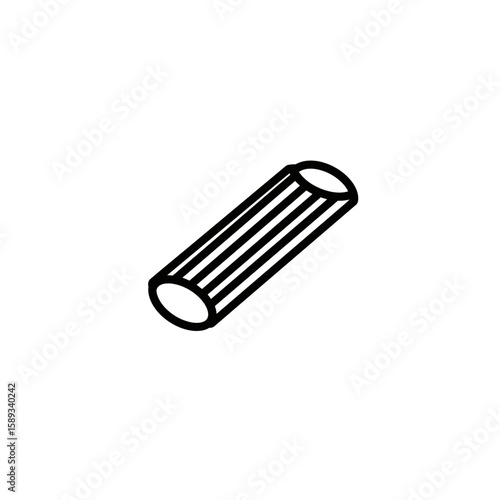 Isolated rigatoni pasta piece in vector illustration silhouette