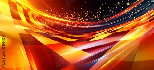 Vibrant Abstract Background Featuring Dynamic Motion and Colorful Waves in Wa...