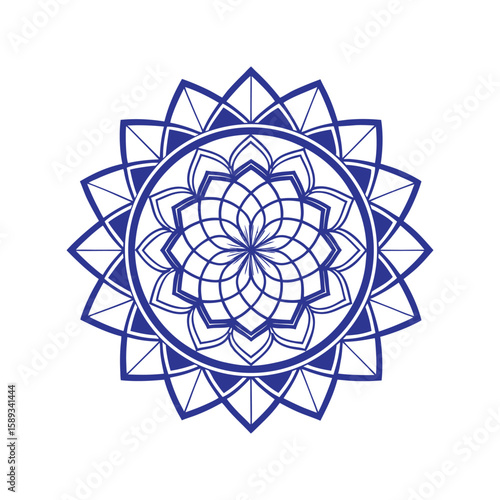 Minimalist circular mandala design with central geometric motif