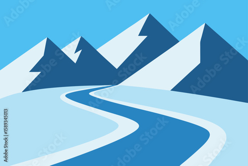 mountain road in the snow