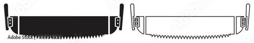 Vintage Two Man Crosscut Saw Illustration.