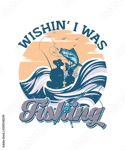 Fishing T-Shirt Design, Ocean Art, EPS, VECTOR
