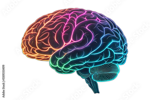 human brain illustration for medical research PNG Image