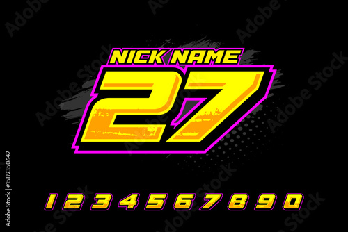 number 27 racing yellow color for sports, racing, and esports and jersey EPS 10