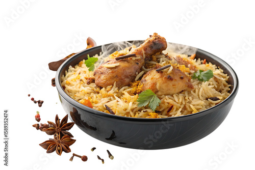 biryani rice with chicken and spices PNG Image