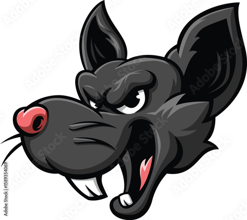 Rat Head Aggressive Face Illustration