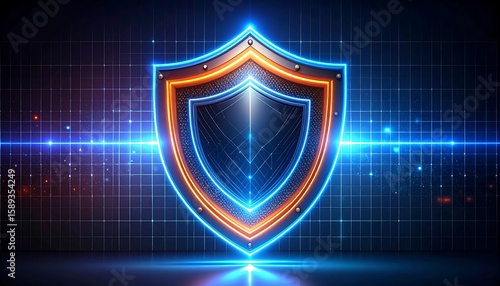 Modern shield graphic with glowing edges