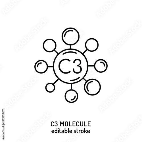 C3 molecule icon. Editable vector illustration of immune protein structure.