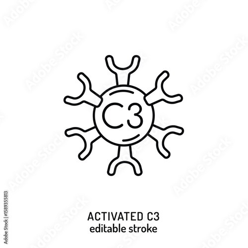Editable vector illustration of immune response protein structure