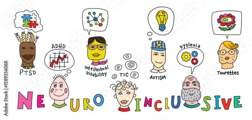 Neurodiversity creative icon set. Editable vector illustration