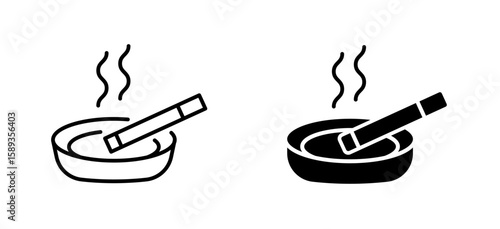Ashtray, cigarette and cigarette smoke icon