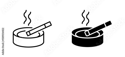 Ashtray, cigarette and cigarette smoke icon