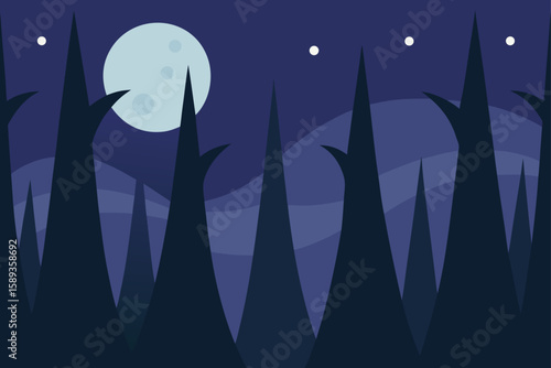 night landscape with moon