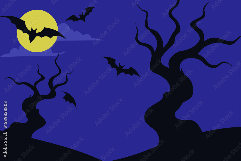 Fototapeta premium halloween night background with bats