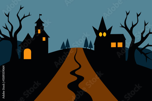 halloween background with haunted house