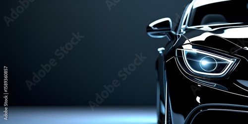 a sleek, black car with a focus on its sharp, modern headlight 