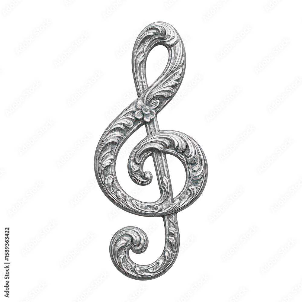 Obraz premium PNG Elegant silver treble clef design