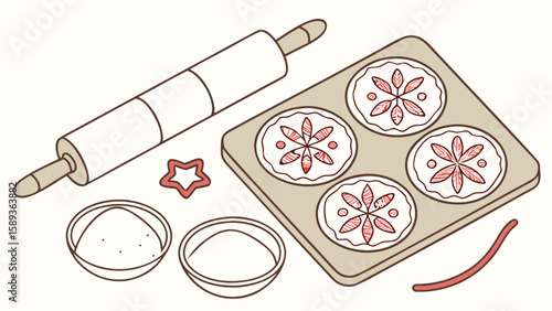 Baking cookies holiday season homemade cookies christmas cookies baking supplies rolling pin cookie cutter tray
