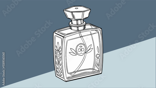 Elegant perfume bottle outline drawing for beauty product illustration and fragrance design concept idea