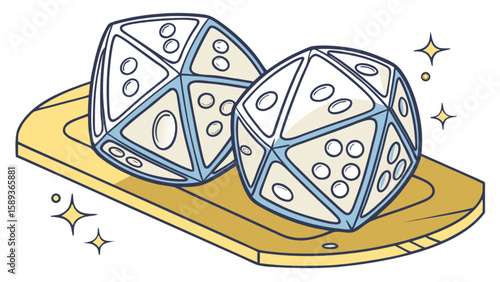 Illustration of two d ice for tabletop games like dungeons and dragons and rpgs for game night fun